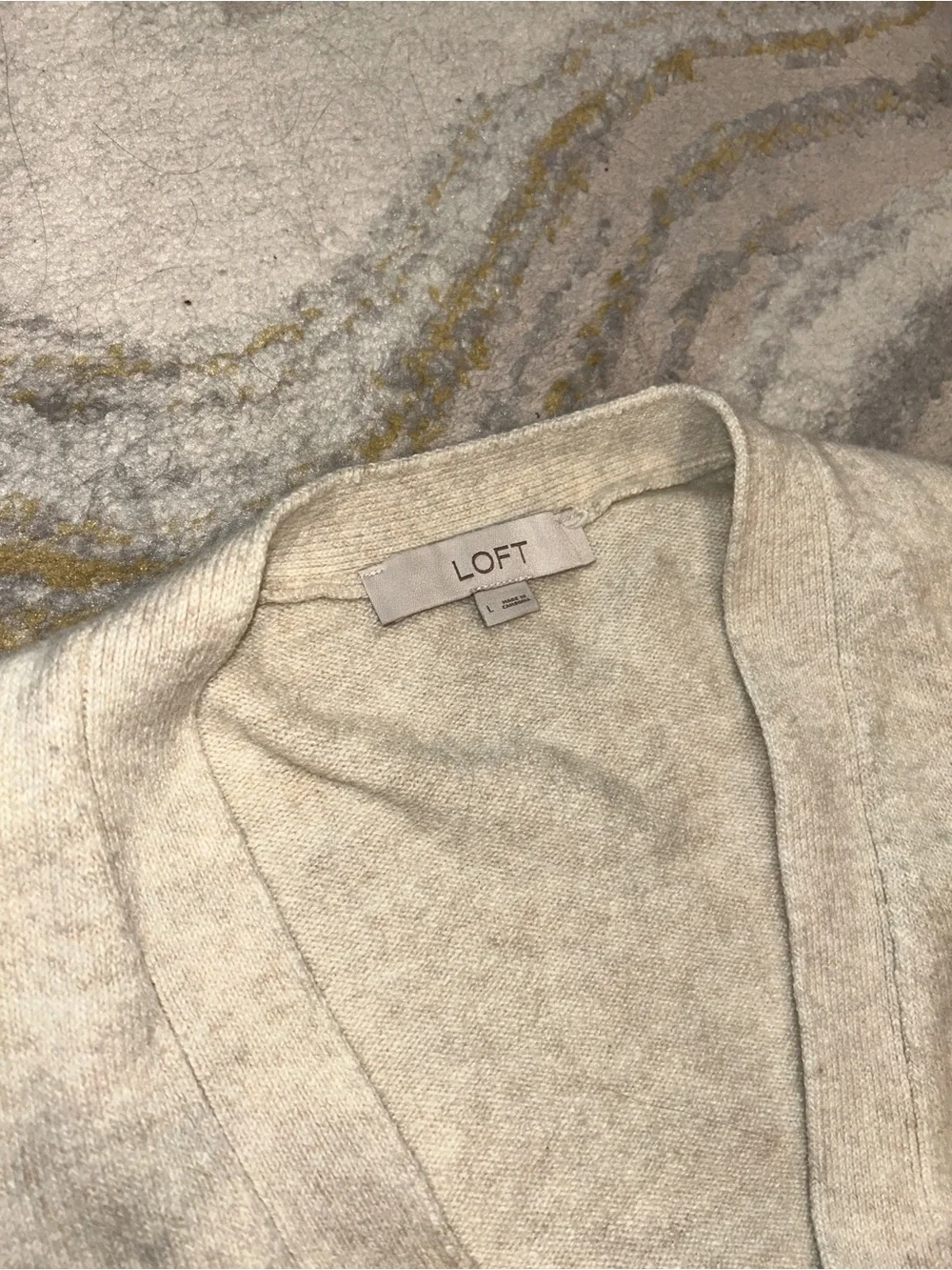 LOFT Women’s Cream V-Neck Button Cardigan - Picture 7 of 11